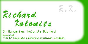 richard kolonits business card